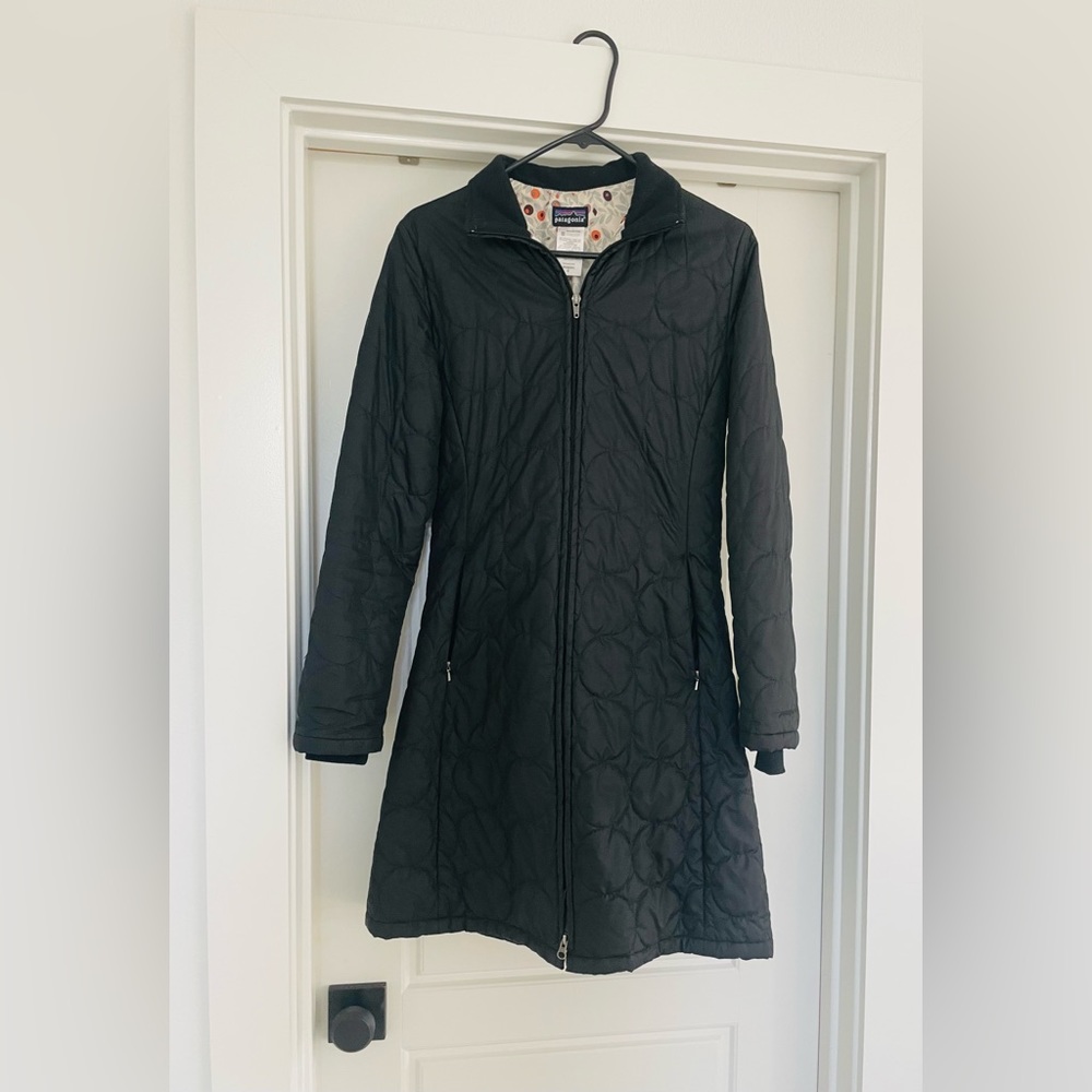 Patagonia three-quarter length women’s puffer jacket